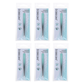 Basicare Slant Tip Rubber Tweezer Amber 9cm Bundle of 6 Precision Grip