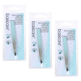 Basicare Slant Tip Gradient Rubber Tweezer Purple 9cm Bundle of 3