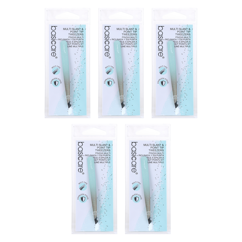 Basicare Slant Tip Rubber Tweezer Purple 9cm Bundle of 5