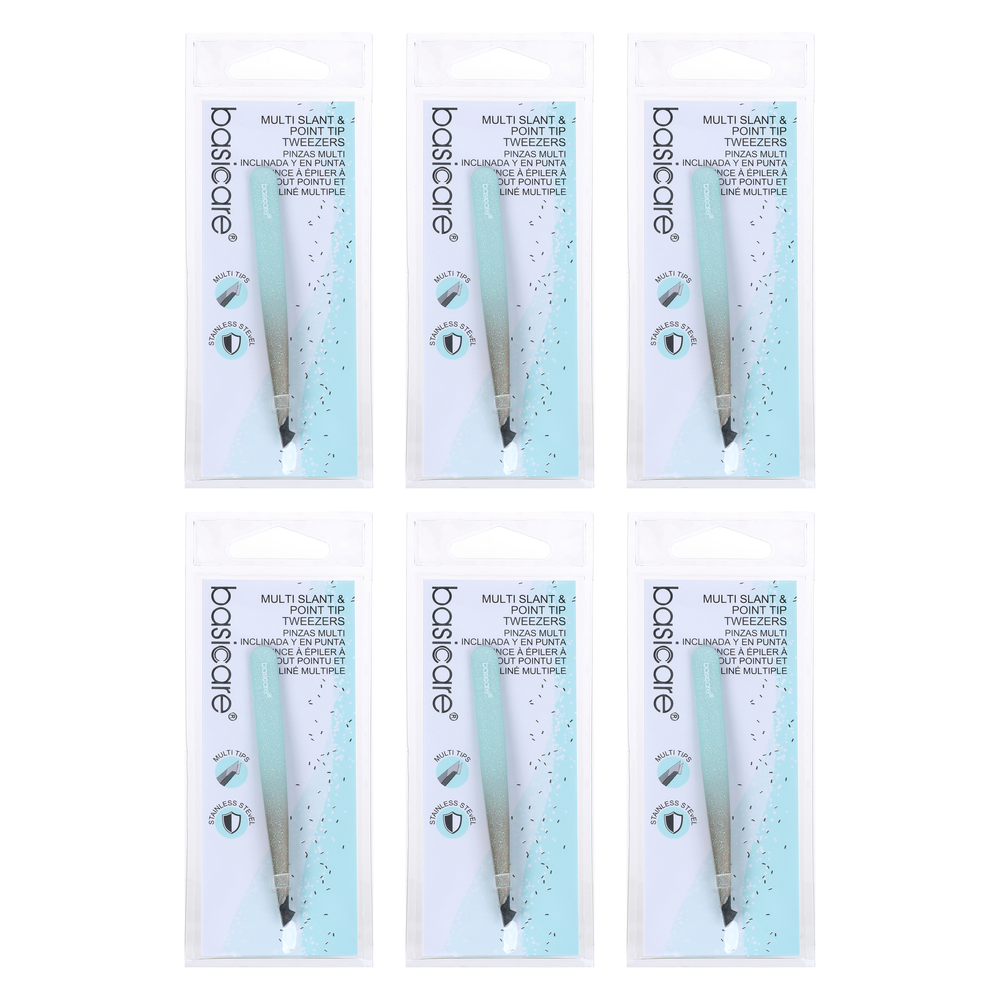 Basicare Slant Tip Gradient Rubber Tweezer Purple 9cm Bundle of 6
