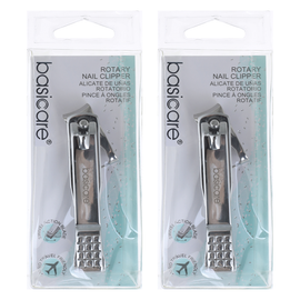 Basicare Ergonomic Rotary Nail Clipper Handled Design Travel Pack x2