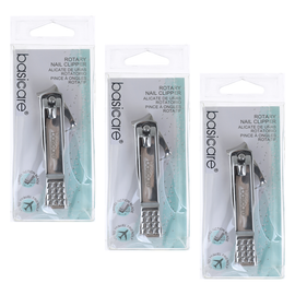 Basicare Ergonomic Rotary Nail Clipper Handled Design 3 Pack Travel