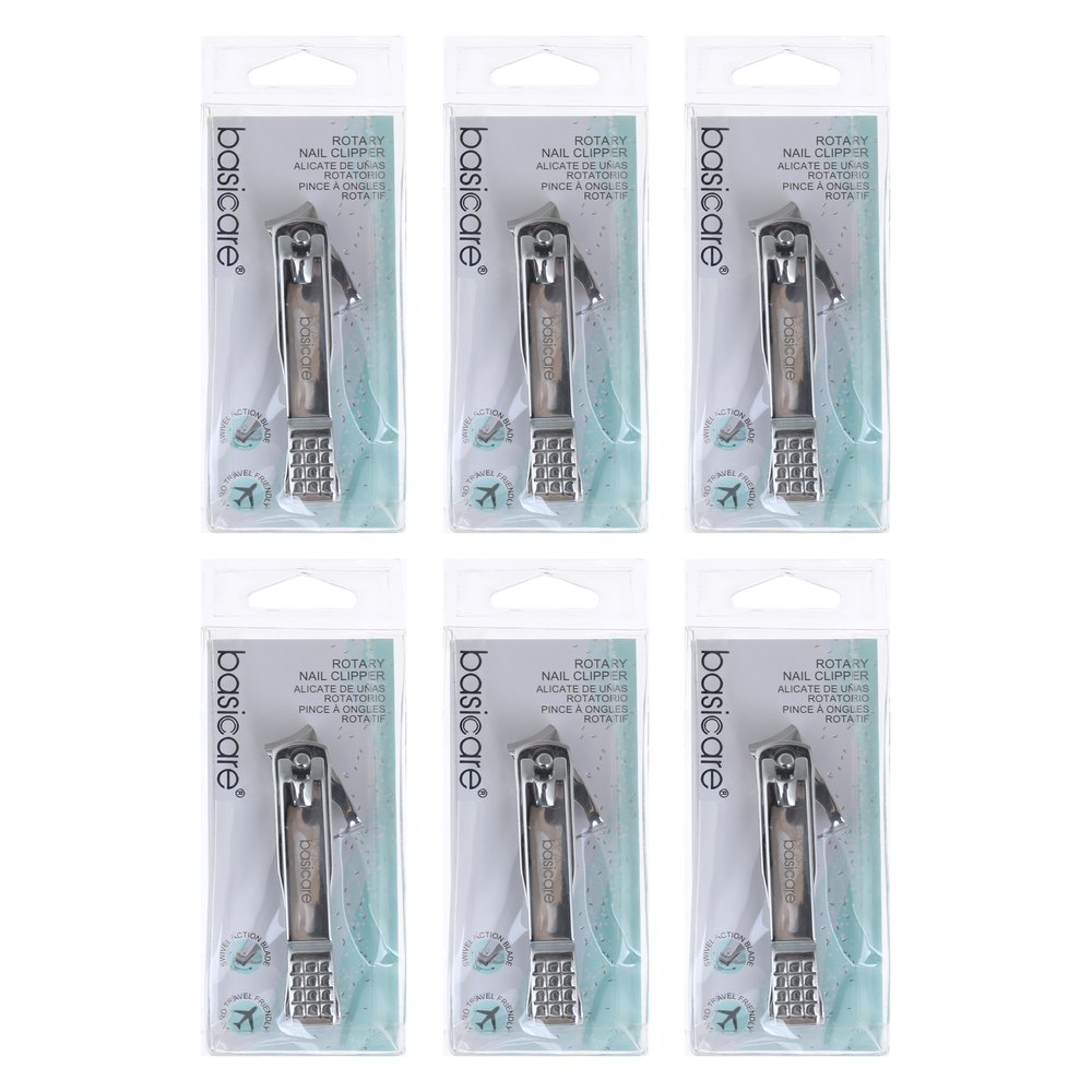 Basicare Ergonomic Rotary Nail Clipper Bundle 6 Pack Handled Design