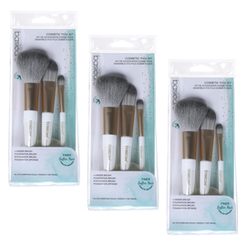 Basicare 3 Pack Makeup Brush Set with Foundation Sponge Travel Kit