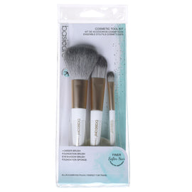 Basicare 3 Piece Makeup Brush Set with Foundation Sponge Travel Kit