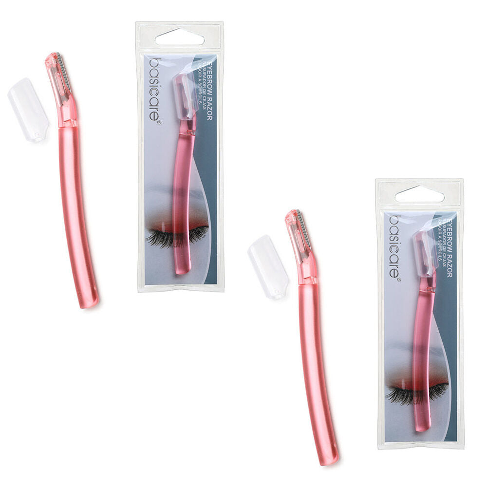 Basicare Eyebrow Razor Stainless Steel Precision Shaping 2 Pack