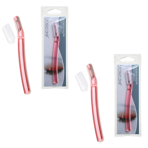 Basicare Eyebrow Razor Stainless Steel Precision Shaping 2 Pack
