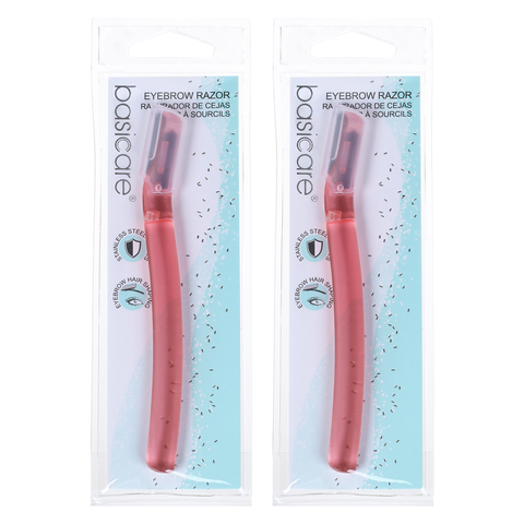 Basicare Eyebrow Razor Stainless Steel Precision Shaping 2 Pack