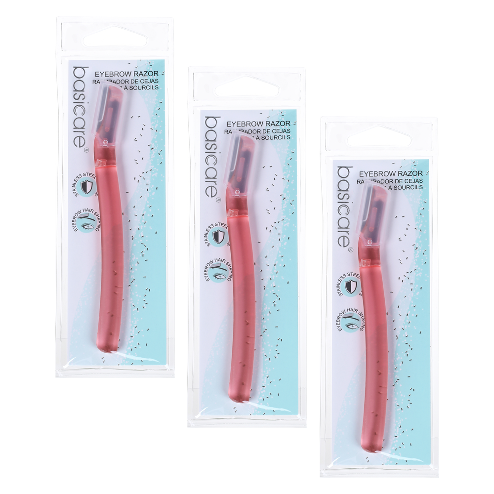 Basicare Eyebrow Razor Bundle of 3 Stainless Steel Precision Shaping
