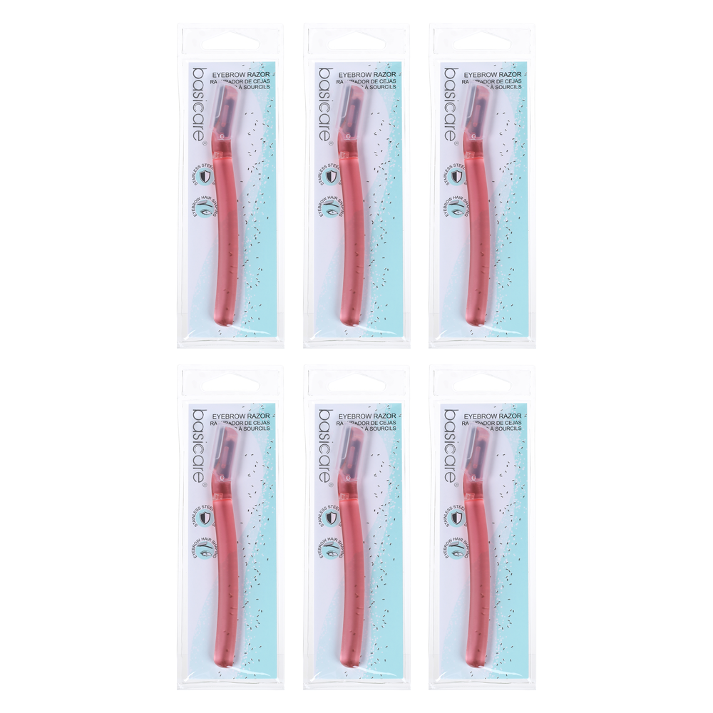 Basicare Eyebrow Razor Stainless Steel Bundle of 6 Precision Shaping