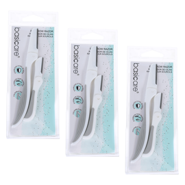 Basicare Eyebrow Razor Bundle 3 Pack Stainless Steel Blades Precision