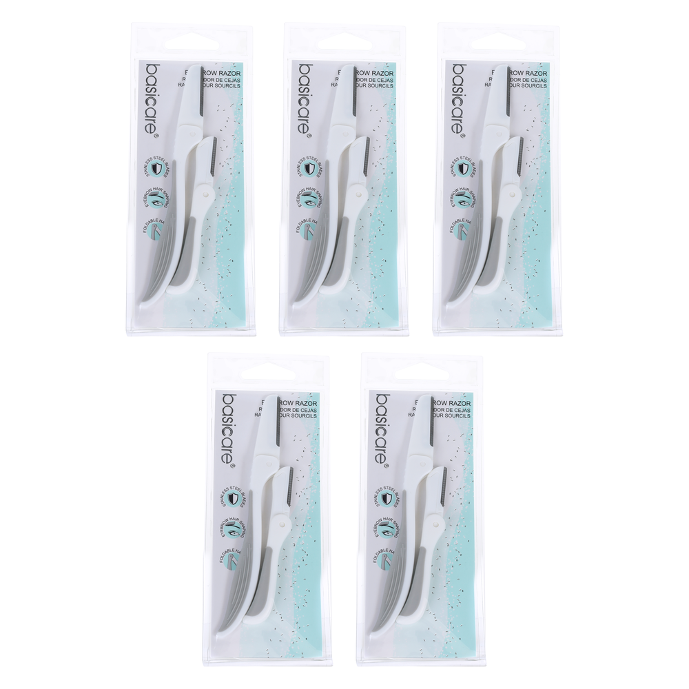Basicare Eyebrow Razor 5 Pack Stainless Steel Precision Grooming