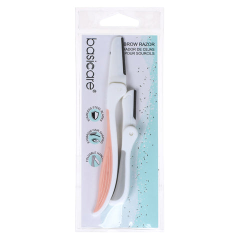 Basicare Eyebrow Razor 2 Pack Stainless Steel Blades for Precision Grooming