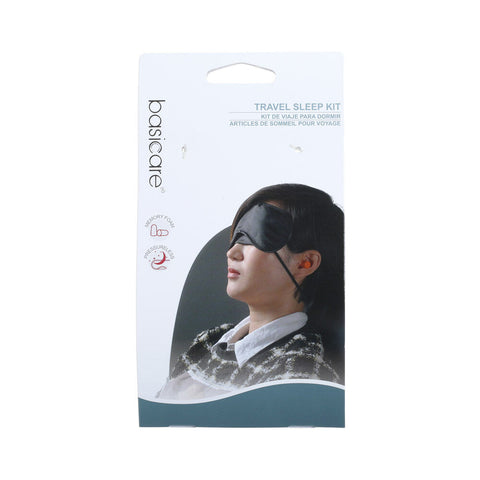 Basicare Travel Sleep Kit Eye Mask and Foam Ear Plugs with Storage Case