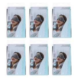 6 Pack Bundle Basicare Travel Sleeping Kit Neck Pillow Eye Mask Ear Plugs