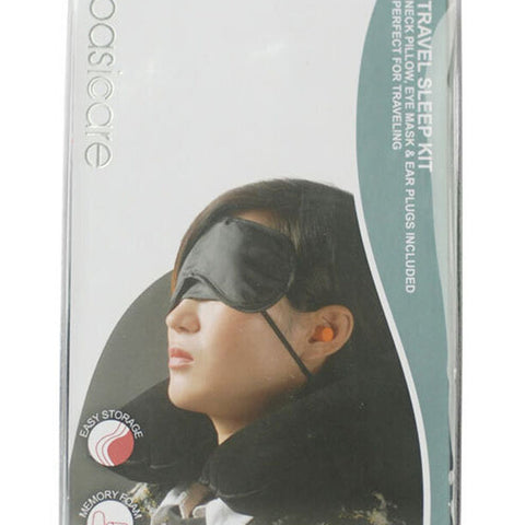 Basicare Travel Sleeping Kit with Neck Pillow Eye Mask and Ear Plugs