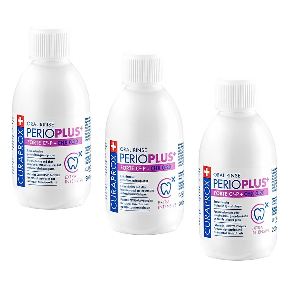 Curaprox Perio Plus Forte Mouthwash Chlorhex 0.2% 200ml Pack of 3