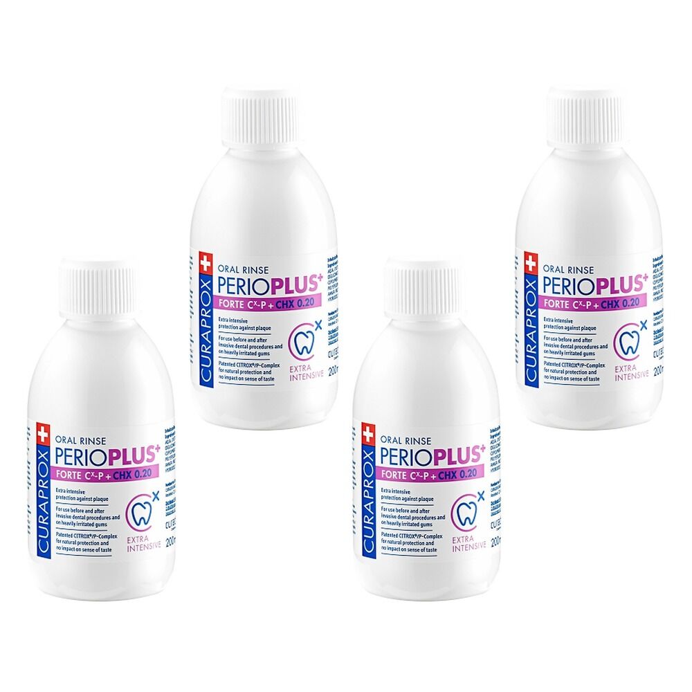 Curaprox Perio Plus Forte Mouthwash Chlorhex 0.2% 200ml Pack of 4