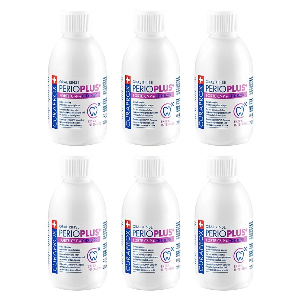 Curaprox Perio Plus Forte Mouthwash Chlorhex 0.2% 200ml Pack of 6