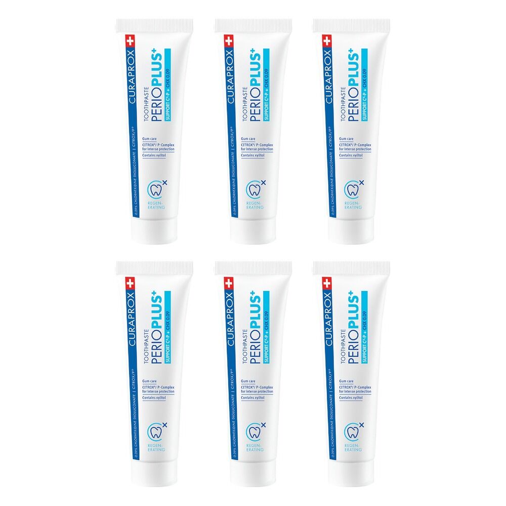 Curaprox Perio Plus Toothpaste Chlorhex .09% 75mL Pack of 6
