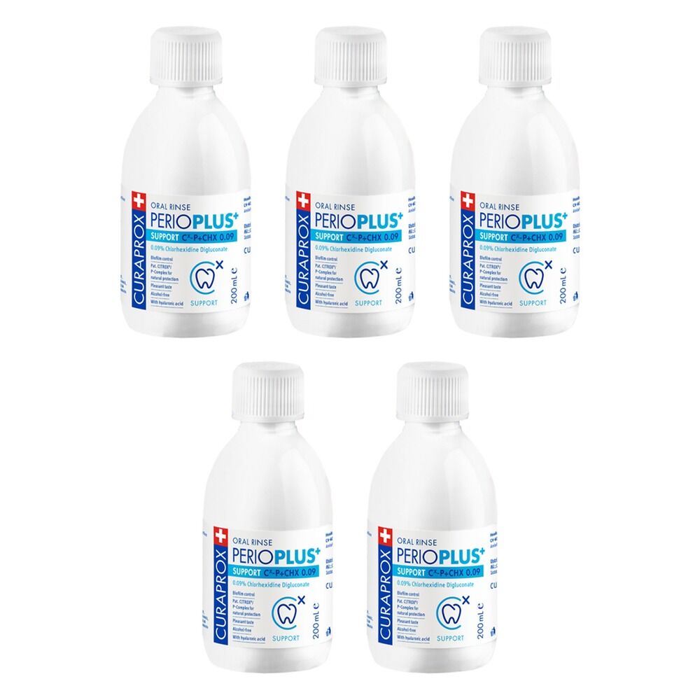 Curaprox Perio Plus Support M-Wash Chlorhex .09% 200mL Pack of 5