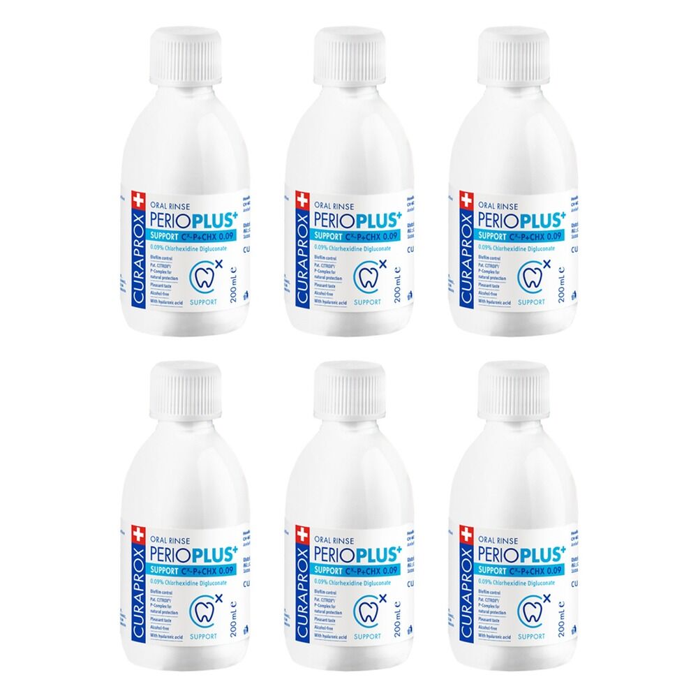 Curaprox Perio Plus Support M-Wash Chlorhex .09% 200mL Pack of 6