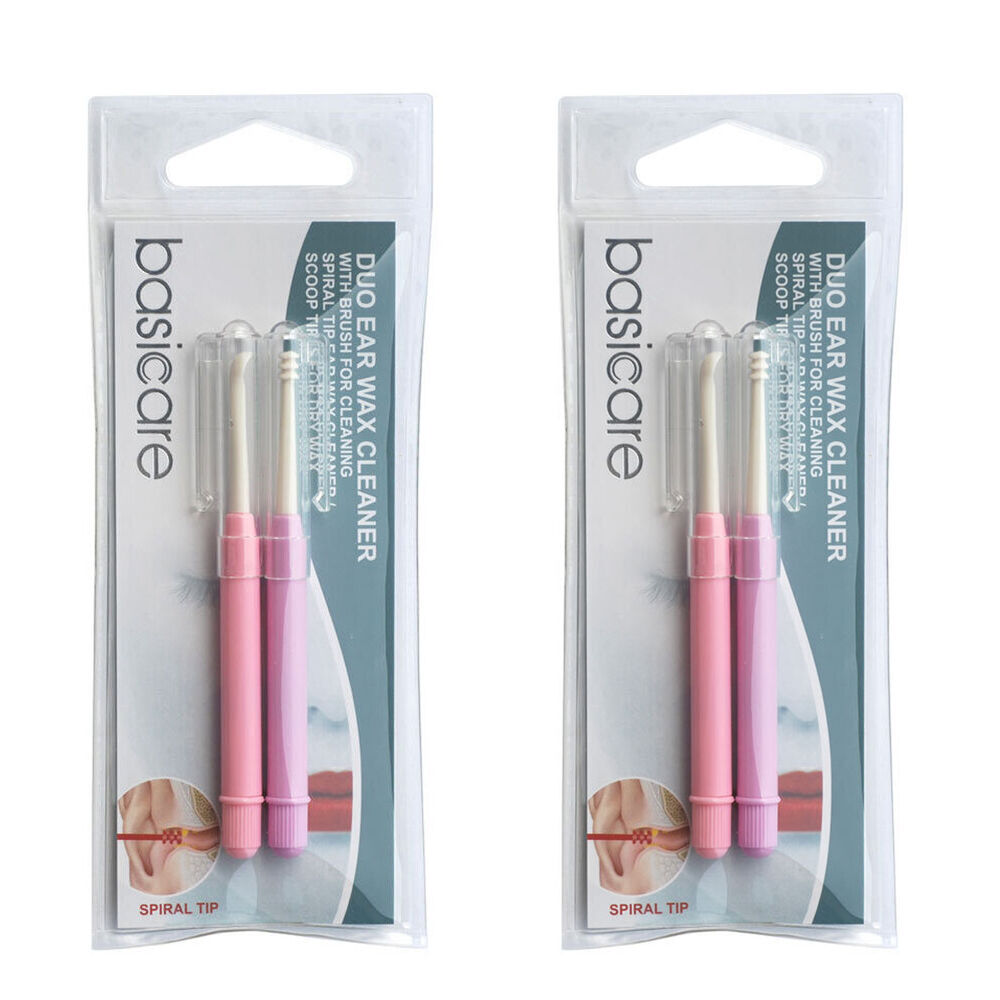 Basicare Duo Earwax Remover Tool Spiral Scoop Tip Cleaner with Brush 2 Pack