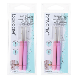 Basicare Duo Earwax Remover Tool Spiral Scoop Tip Cleaner with Brush 2 Pack