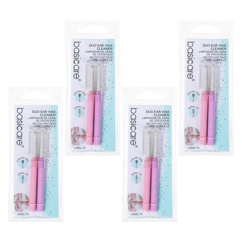 Basicare Duo Earwax Remover Tool 4 Pack Spiral and Scoop with Brush