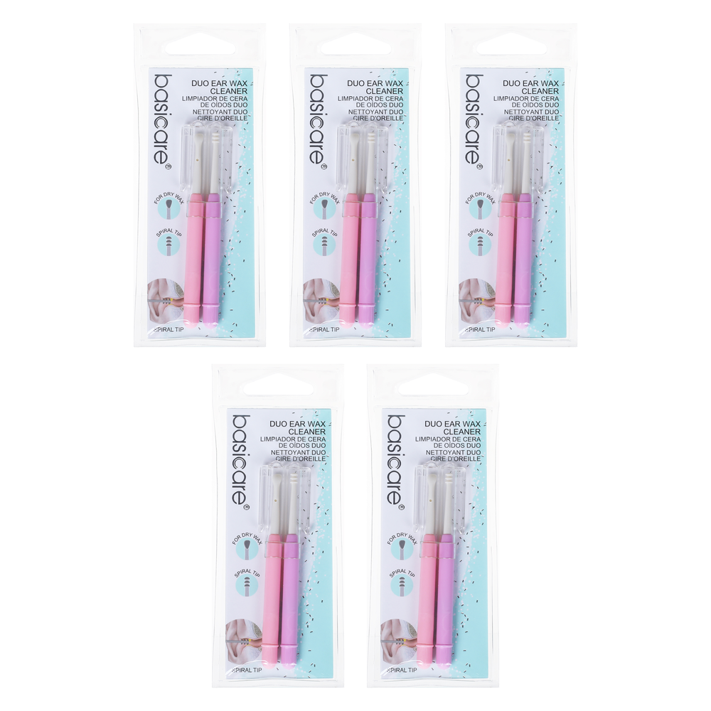 Basicare Duo Earwax Remover Tool Bundle 5 Pack Spiral Scoop Tip Cleaner