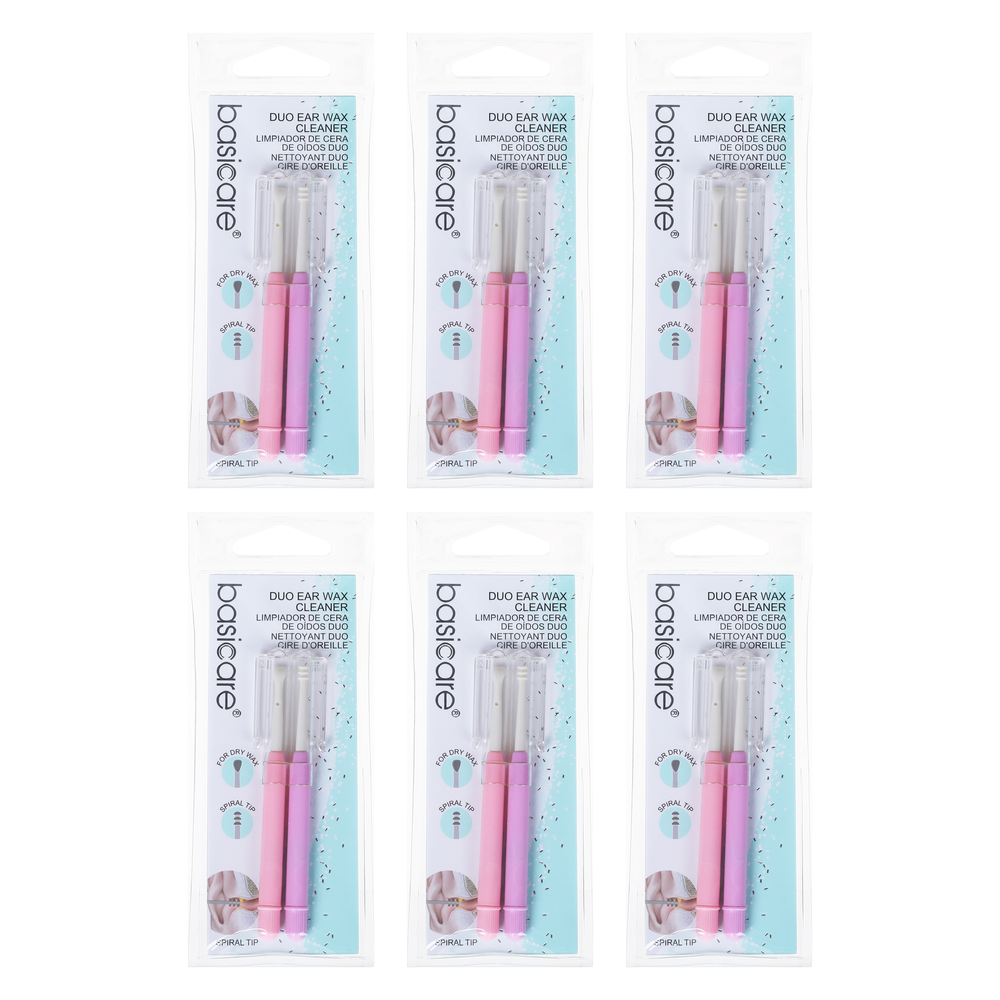 Basicare Duo Earwax Remover Tool Bundle of 6 Spiral Scoop Tip Cleaner Brush