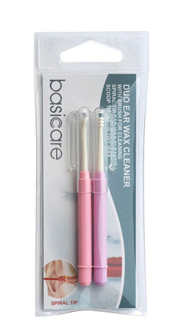 Basicare Duo Earwax Remover Tool Spiral and Scoop Tip Cleaner with Brush