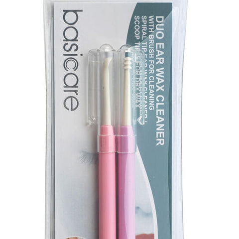 Basicare Duo Earwax Remover Tool Spiral and Scoop Tip Cleaner with Brush