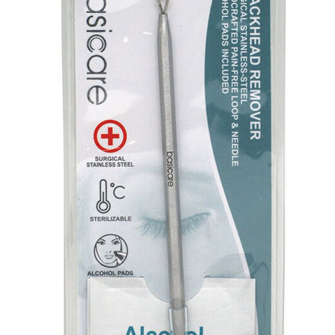 Basicare Blackhead Remover Tool Stainless Steel with Alcohol Prep Pads