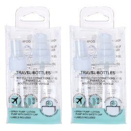 Basicare Refillable Travel Bottles Set Bundle of 2 with Pumps and Labels