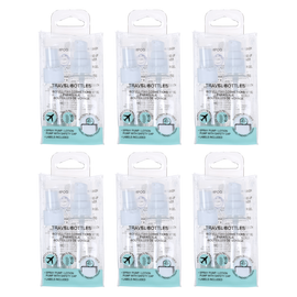 Basicare Refillable Travel Bottles Set Bundle of 6 with Pumps and Labels