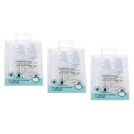Basicare Travel Refillable Bottles Bundle of 3 with Pumps and Labels