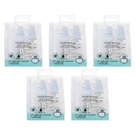 Safe Home Care Refillable Travel Bottles Set Bundle of 5 with Pumps and Labels