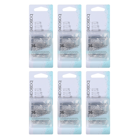 Basicare Assorted Safety Pins 36pc Pack Bundle of 6 Rust Resistant Travel Case