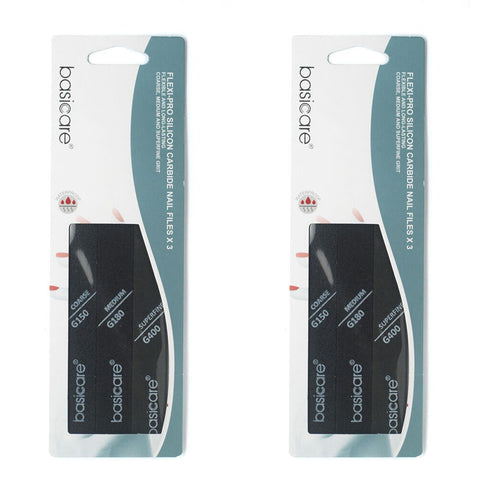 Basicare Flexi Pro Silicon Carbide Nail File 3pcs Coarse Medium Superfine x 2