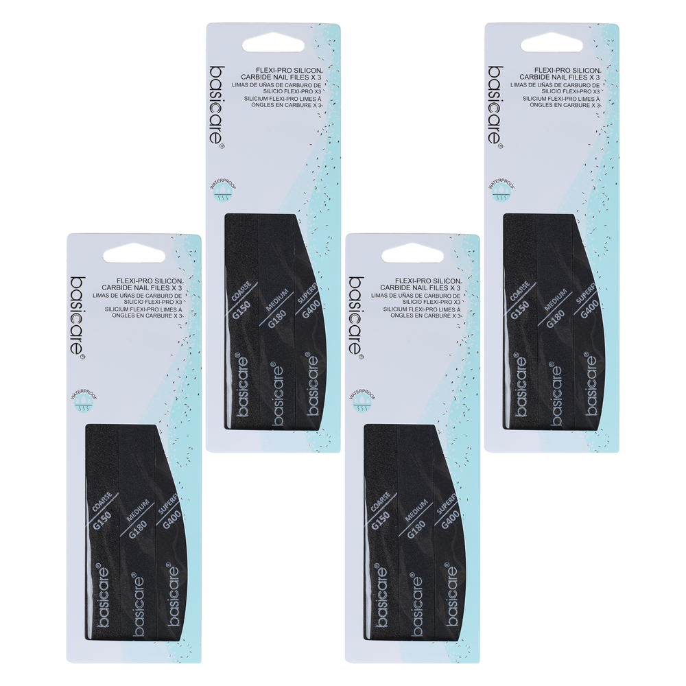 Basicare Flexi Pro Silicon Carbide Nail File 3pc Bundle of 4