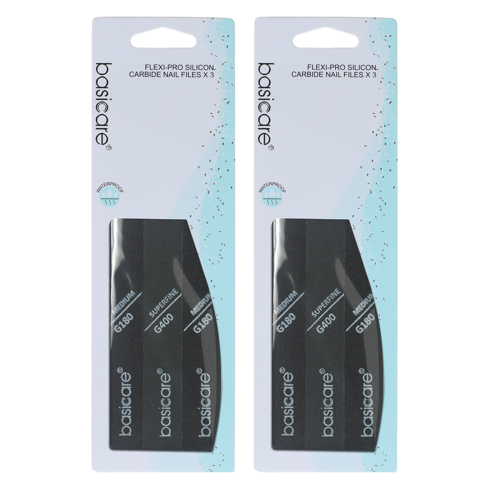 Basicare Flexi Pro Silicon Carbide Nail File Black 3pcs Medium Superfine x 2