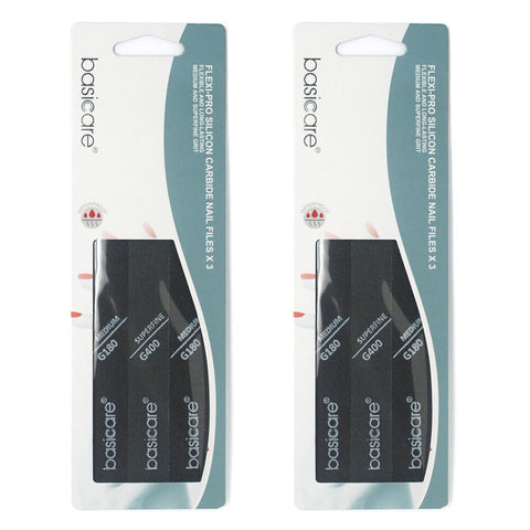 Basicare Flexi Pro Silicon Carbide Nail File Black 3pcs Medium Superfine x 2