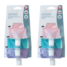 Basicare Flexi Reusable Travel Bottles 3 Pack Lightweight 30ml 50ml 80ml x 2
