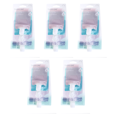 Basicare Flexi Reusable Travel Bottles 3 Pack Bundle of 5