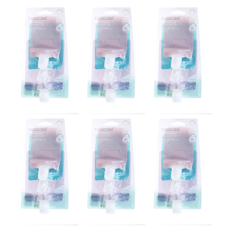 Basicare Flexi Reusable Travel Bottles 3 Pack Bundle of 6 30ml 50ml 80ml