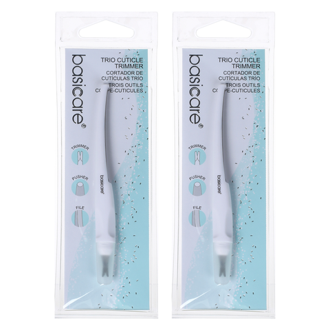 Basicare Multi Functional Cuticle Trimmer 3 in 1 Pusher File 2 Pack