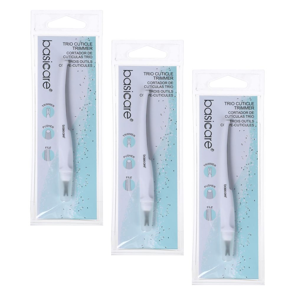 Basicare Multi Functional Cuticle Trimmer 3 in 1 Bundle of 3 Pack