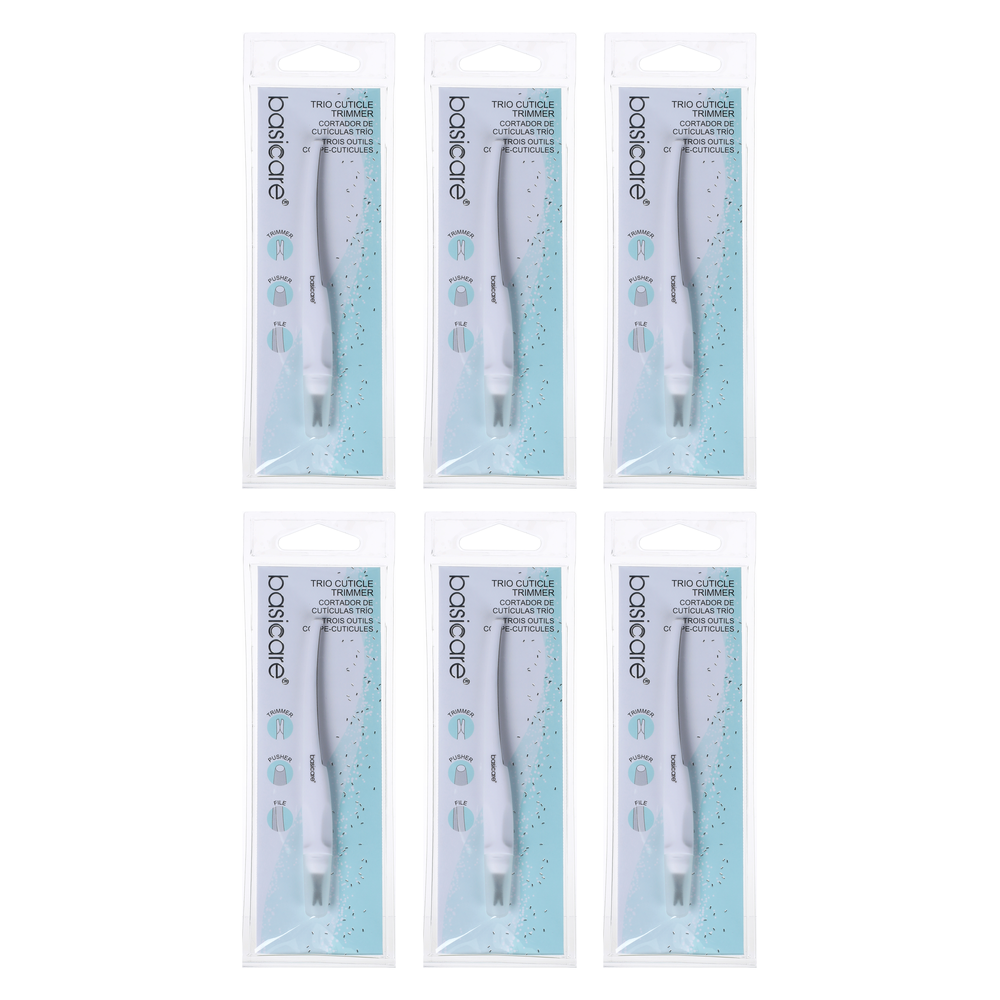 Basicare Cuticle Trimmer 3 in 1 Bundle 6 Pack Trimmer Pusher File