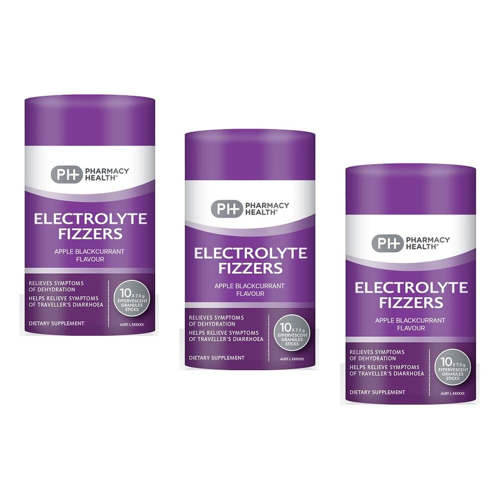 Pharmacy Health Electrolyte Fizzers Apple Blackcurrant 10 Sticks Pack of 3